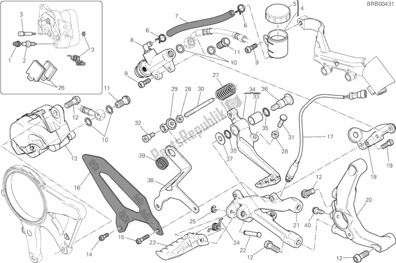 All parts for the Freno Posteriore of the Ducati Superbike 1199 Panigale R USA 2013